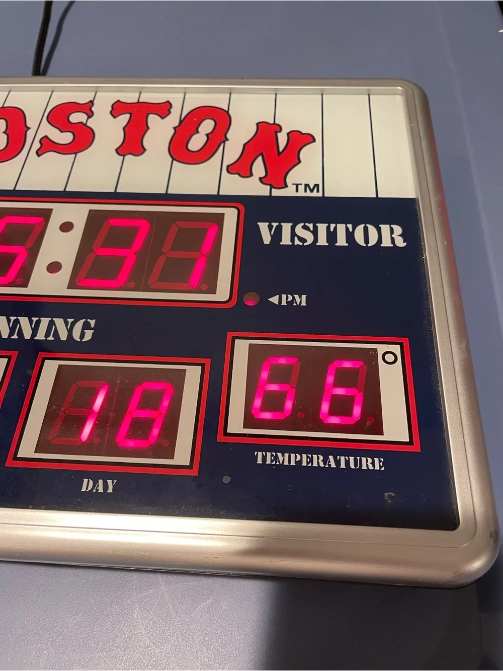 Boston Red Sox Themed LED Wall Clock in Navy, White & Red